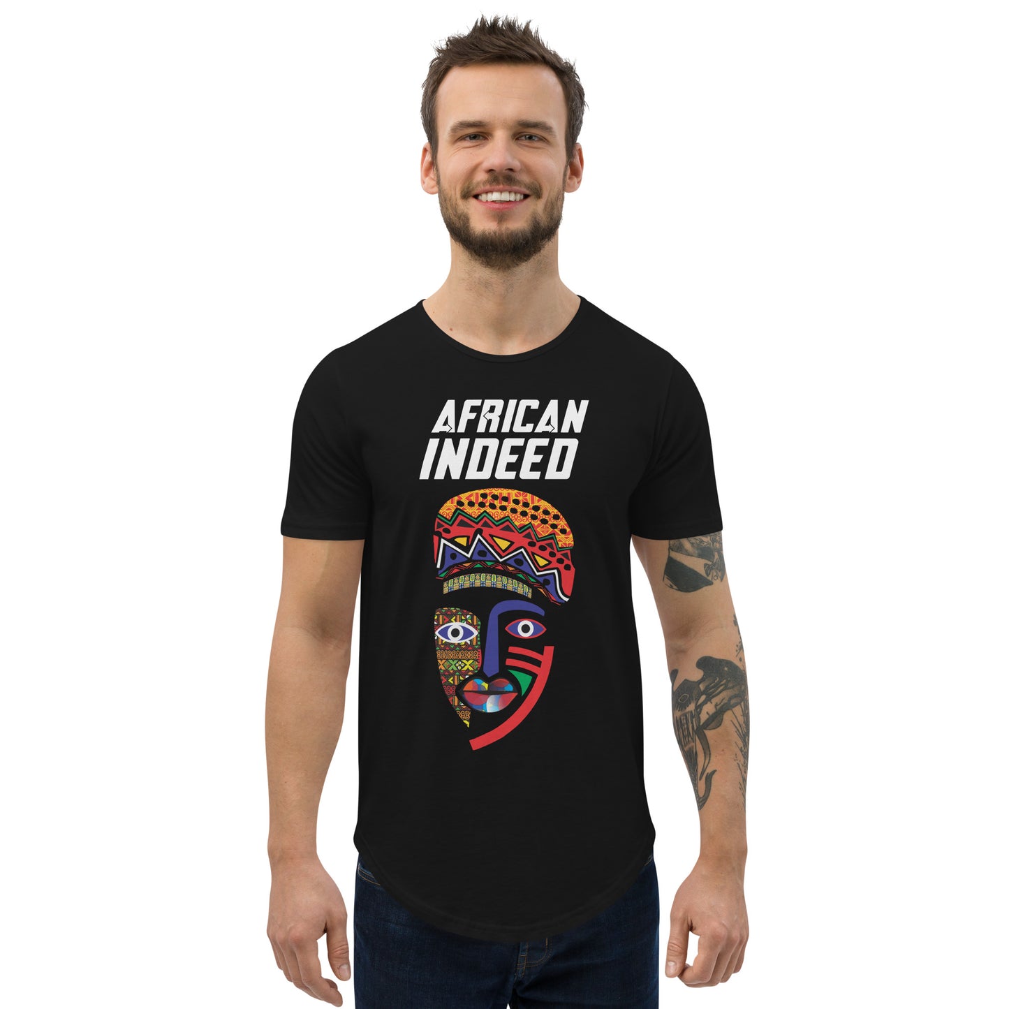 T-shirt africain en effet à ourlet arrondi